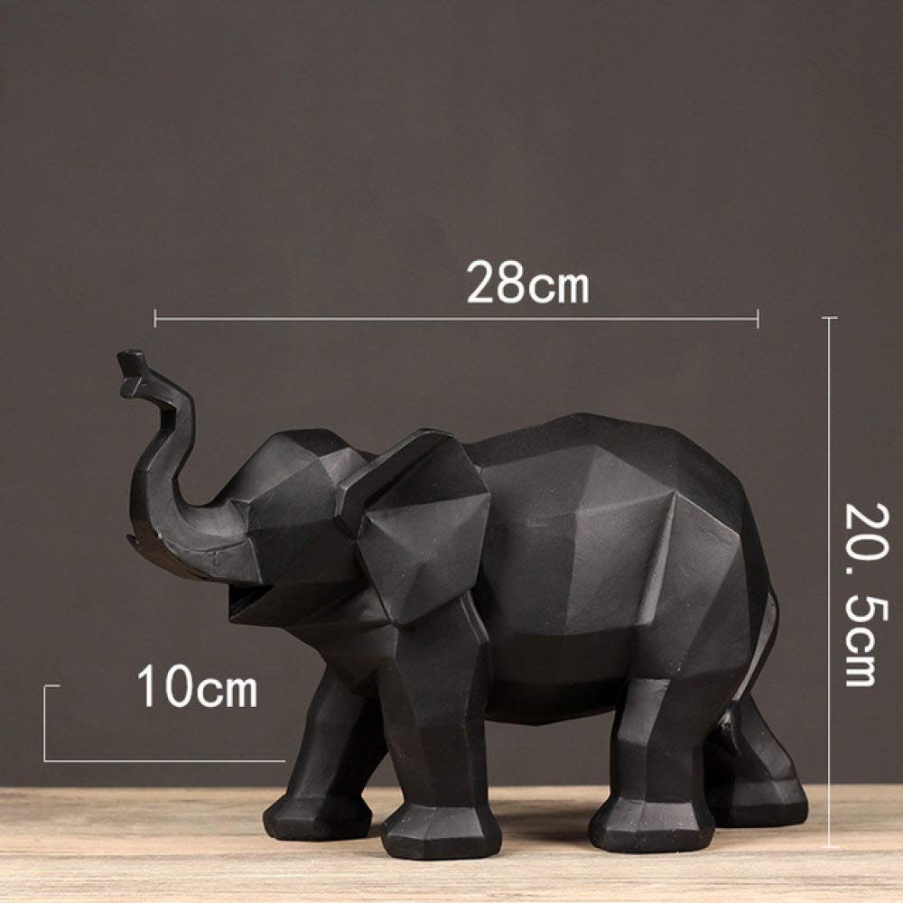 LIJUCAI Nórdico Abstracto geométrico Blanco Negro Elefante Estatua decoración Vino Armario estantería esculturas Figuras de Animales hogar decoración Suave, Negro