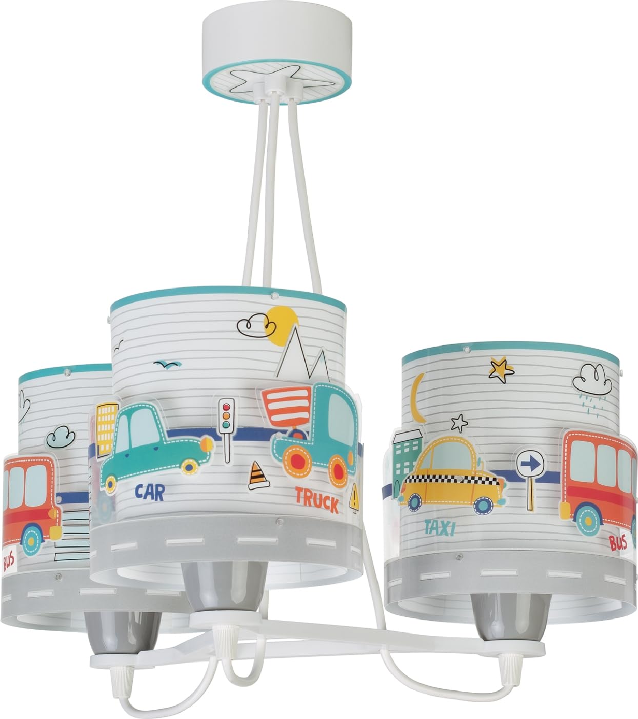 Dalber Lámpara infantil de Techo 3 Luces Baby Travel Coches y Aviones