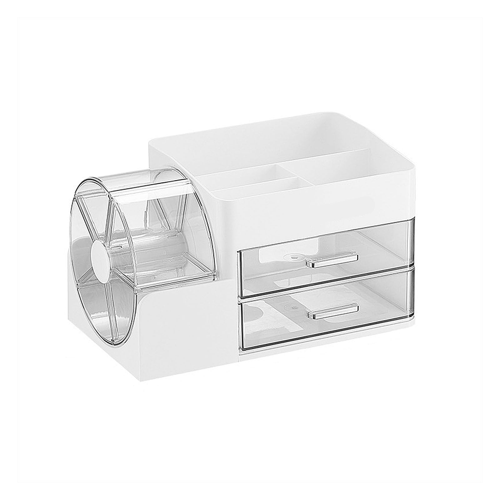 Zxfdsfdbnm Practical Makeup Keeping Tower with 360 Degree Turning Tray and See Through Sections for Easy Access Clear Cosmetic Planner