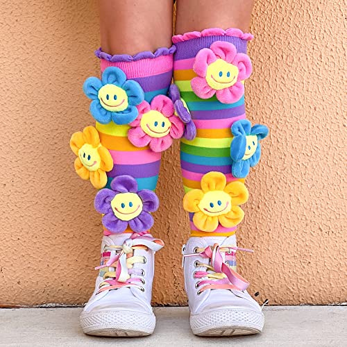 Oopsie Daisy Socks, Cute Knee-High Socks With Plush Flowers Attached2