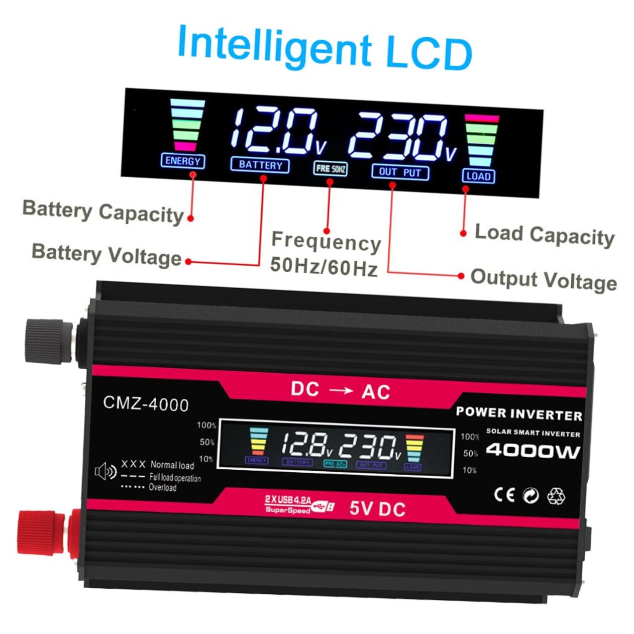 Inverter Digitale 4000w LCD per 220v a Display 12v Auto
