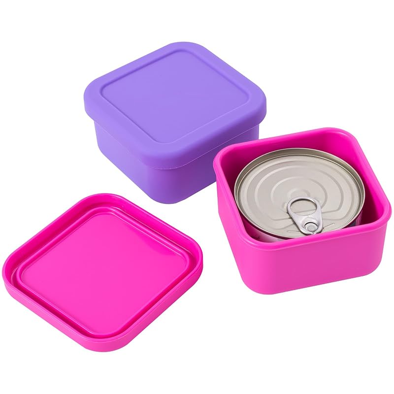 Tampas de Silicone para Latas de Alimento Úmido para Gatos e Cães SLSON, Violet e Rose, Pacote com 2