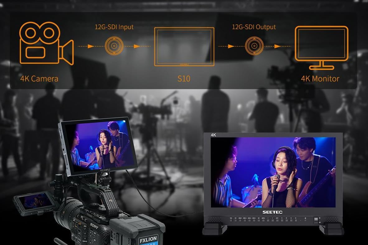 FEELWORLD S10 10-inch 12G SDI HDMI2.0 Camera Field Monitor High Brightness 1200nit Touchscreen Professional CalMAN Software Calibration, DCI-P3 Cinema Color Gamut