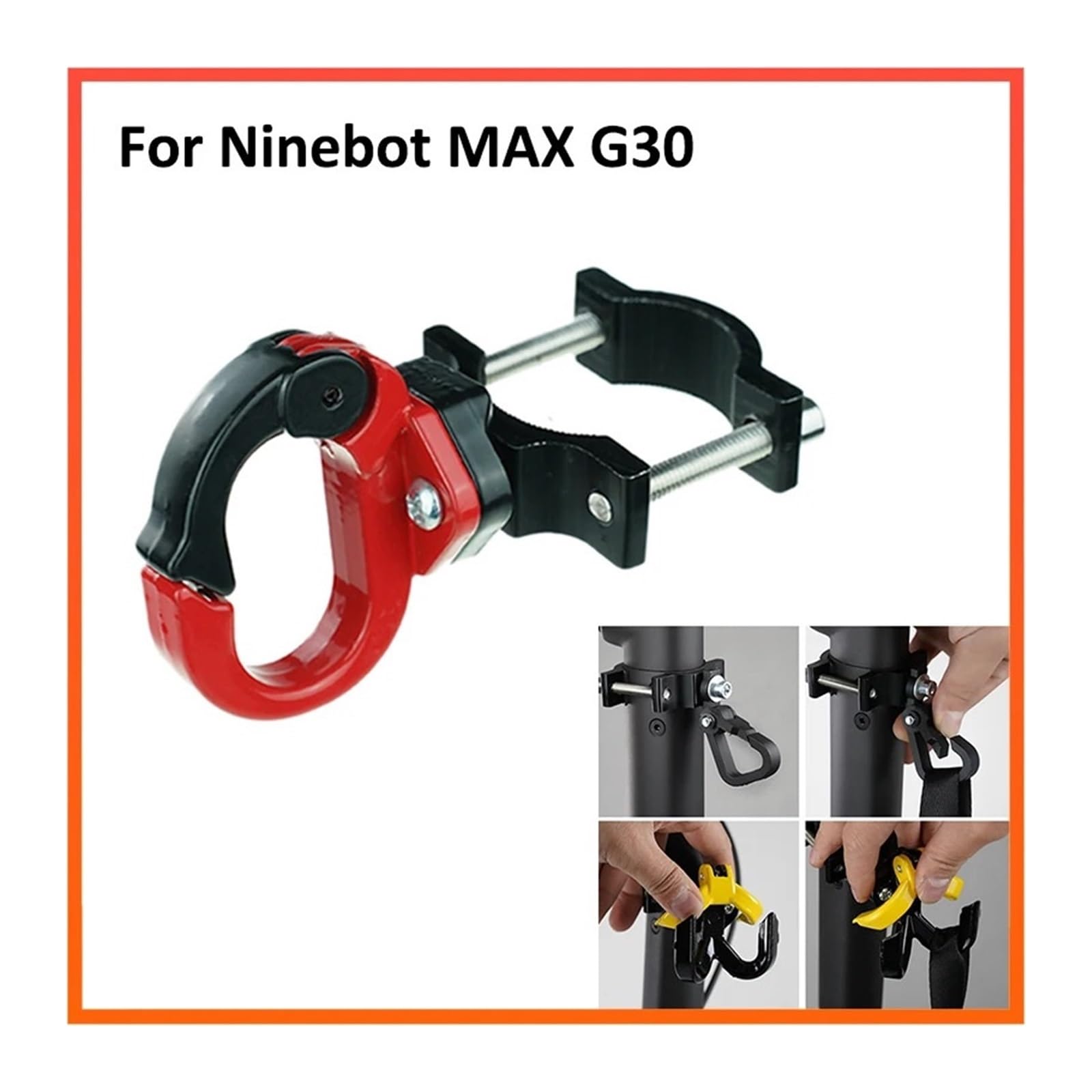 Gancio for borsa da appendere for monopattino elettrico, adatto for Ninebot, gancio for artiglio MAX G30 gancio per palo monopattino elettrico(I)