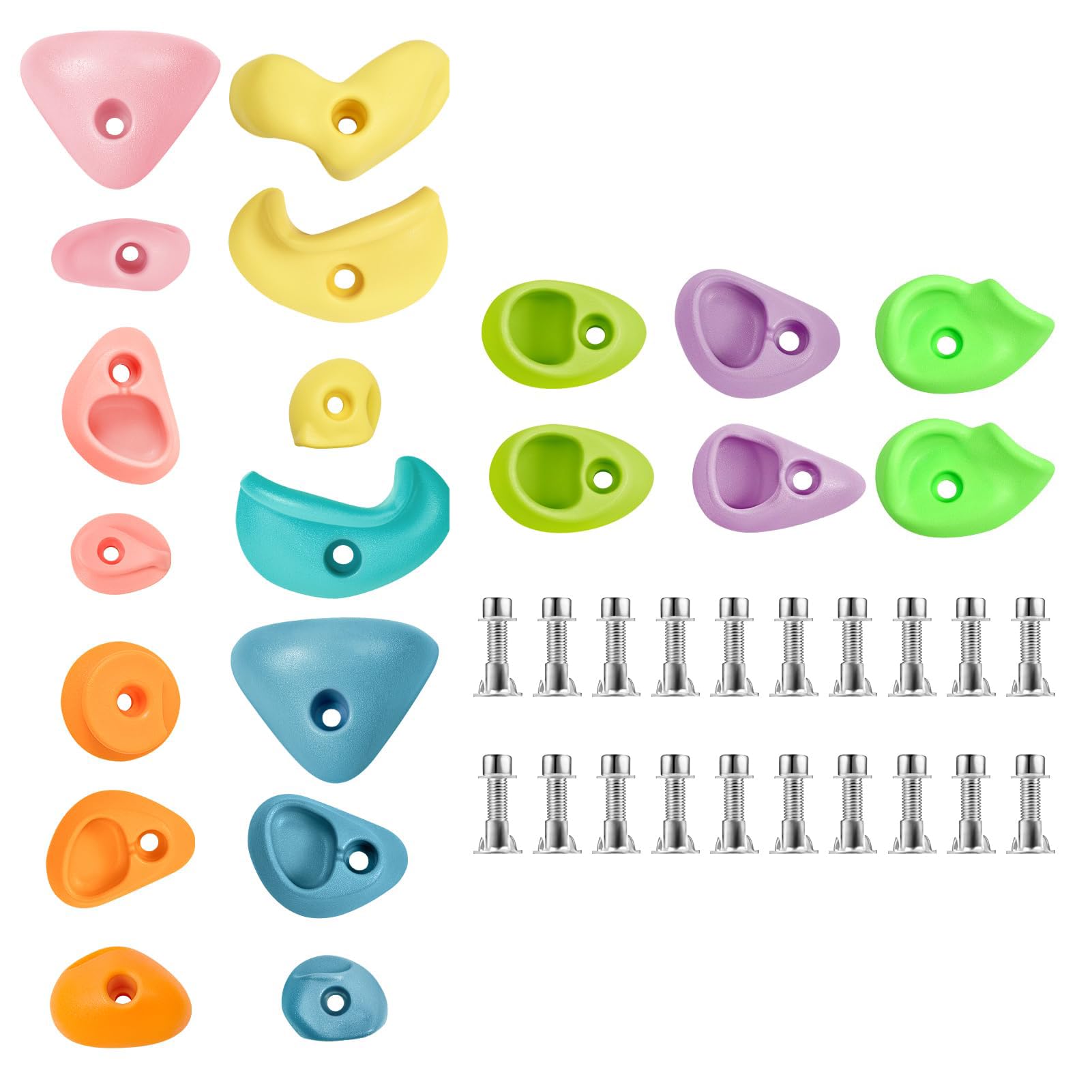 KASTWAVE Rock Climbing Holds for Kids, 20PCS Adult Rock Wall Holds Climbing Rock Wall Grips, Adult Rock Wall Holds with Mounting Hardware, for Indoor and Outdoor Playground Play Set