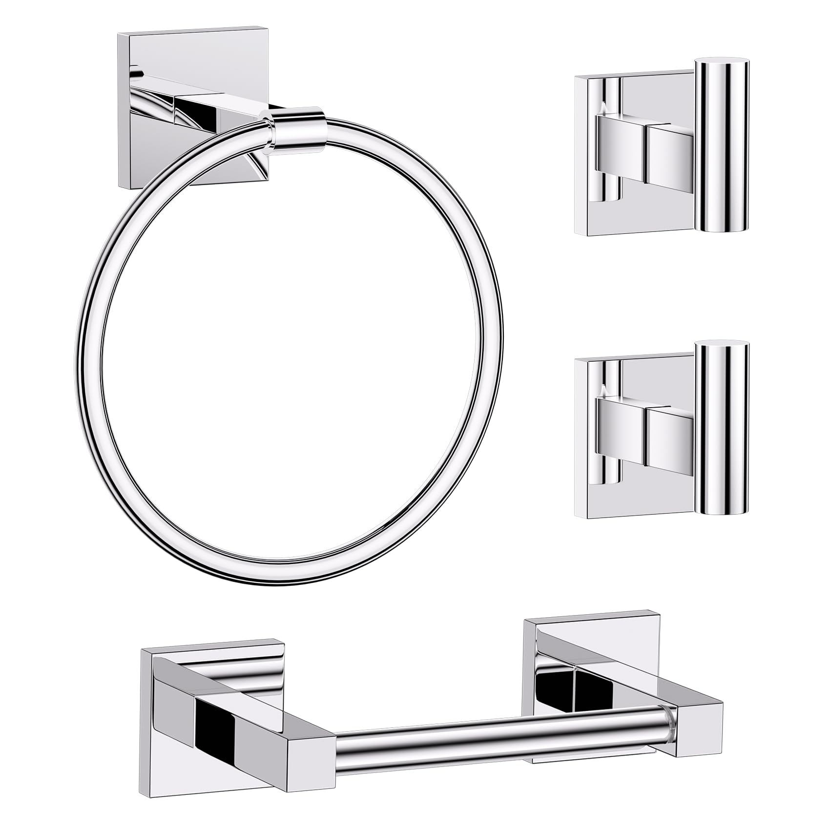 Brushed Gold Bathroom Hardware Set - Toilet Paper Holder & More -25