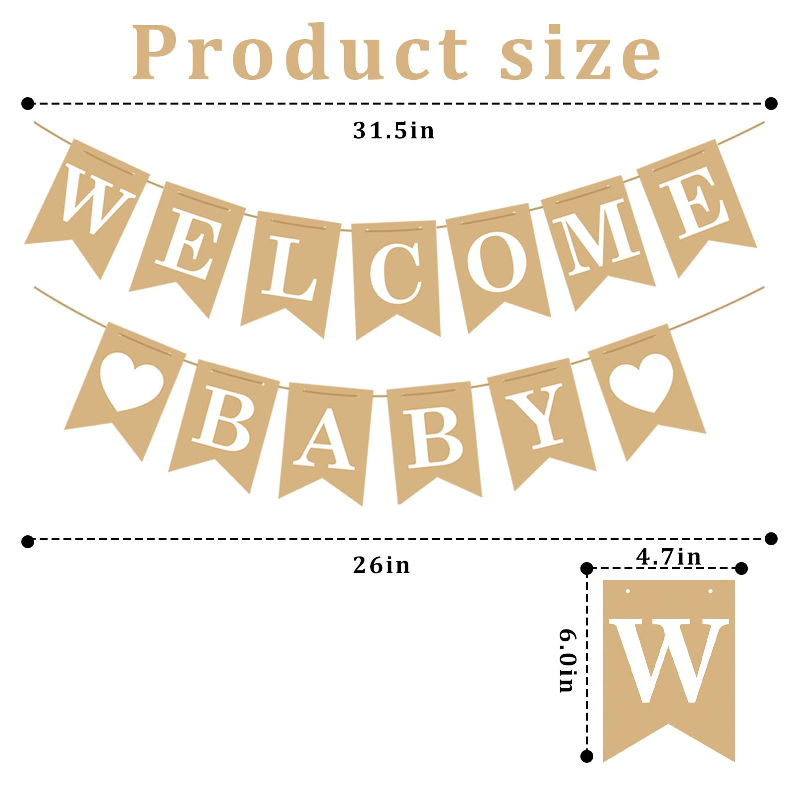 Welcome Baby Banner – Rustic Baby Shower Decorations, Gender Neutral Baby Shower Decor, Pre-Strung Shower Sign, Baby Boy Banner for Party Wall Backdrop
