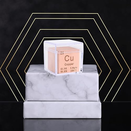 Miniatura 4 de Cubo de cobre de metal puro de alta densidad, cubo grabado con láser, para colección de elementos, material de laboratorio, tabla periódica de