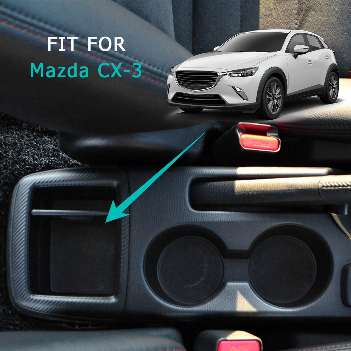 MARCHFA Armlehnen Für CX-3 Autozubehör Mittelarmlehne ohne USB-Ladeanschluss Mittelkonsole Zubehör Schwarz