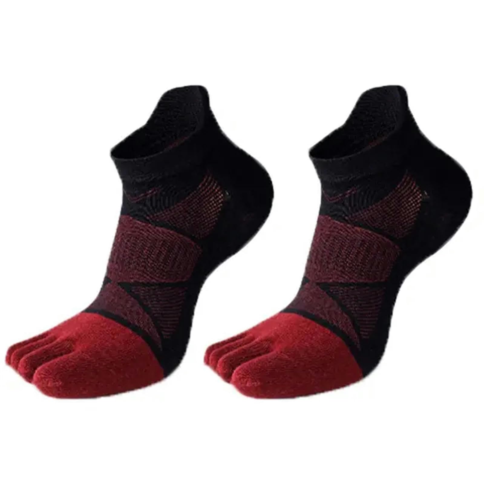 Calcetines Hombre Invierno Algodón Corto De Cinco Calcetines para El Tubo De Fútbol Calcetines De Tobillo Masculino Deportivo Transpirable Calcetín-Rojo