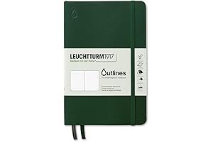Leuchtturm1917 Medium Dotted Hardcover Lined Weatherproof Notebook - 89 Pages, Walden Green, B6+