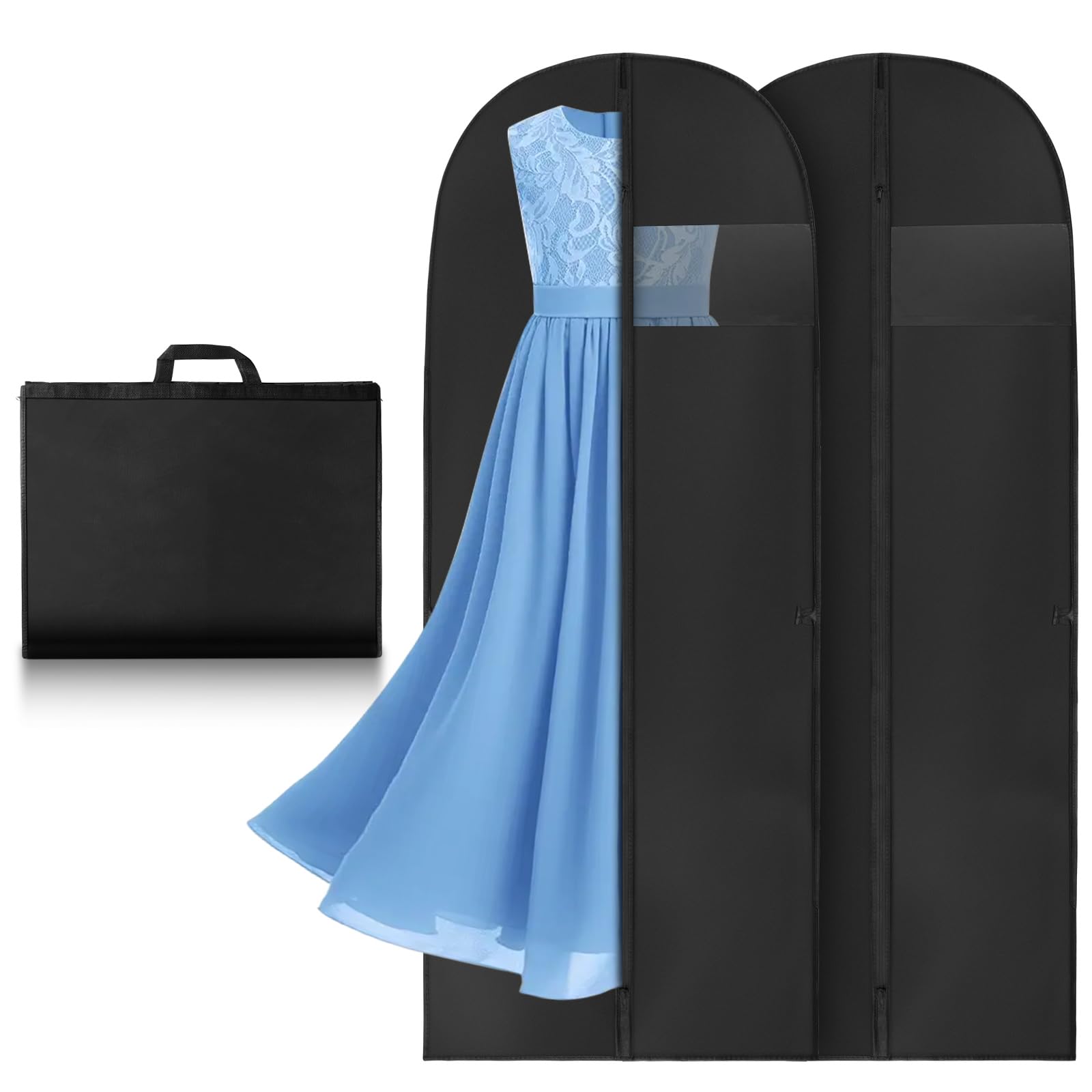 Vicloon Men's 2Pcs-60*180Cm Gart Bags, 2Pcs Clothes Cover Bags Set Waterproof Dustproof With Zipper Handles, Long Gart Bag Dress Covers Breathable Suit Protector For Clothes/Shirts/Gowns/Dresses 60 * 180Cm