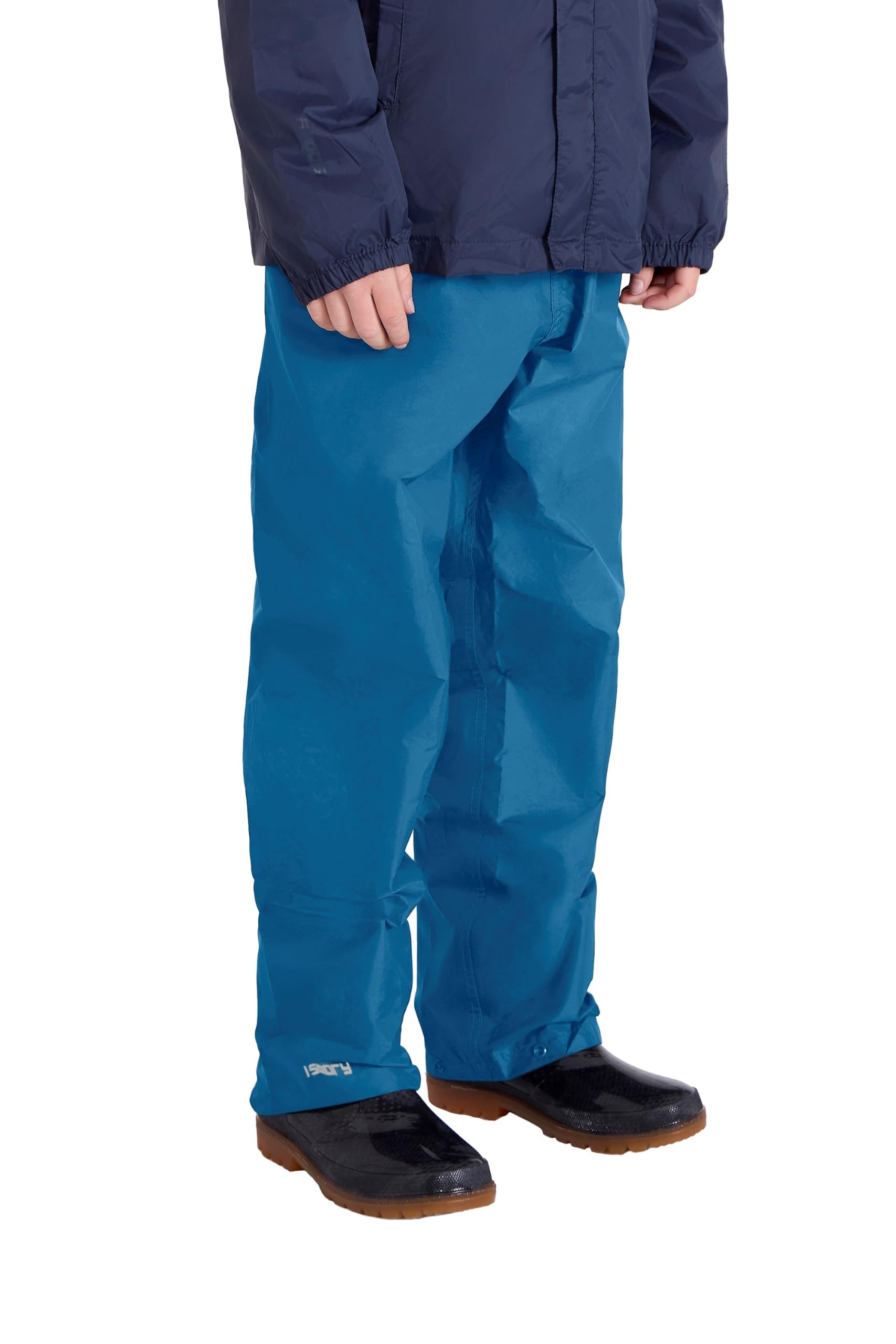 Mountain Warehouse Pakka Kids Waterproof Over Trousers - Taped Seams Rain Pants, Lightweight, Rip-Stop, Packaway Bag - for Spring Summer, Walking, Travelling Blue Kids Size 2-3 Years