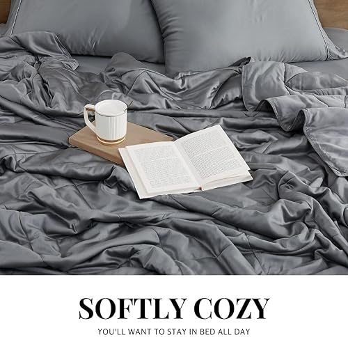 Miniatura 3 de Coldest Cozy - Edredón de bambú ligero, relleno de edredón alternativo de plumón de viscosa refrescante, 100% viscosa hecho de bambú, edredón suave