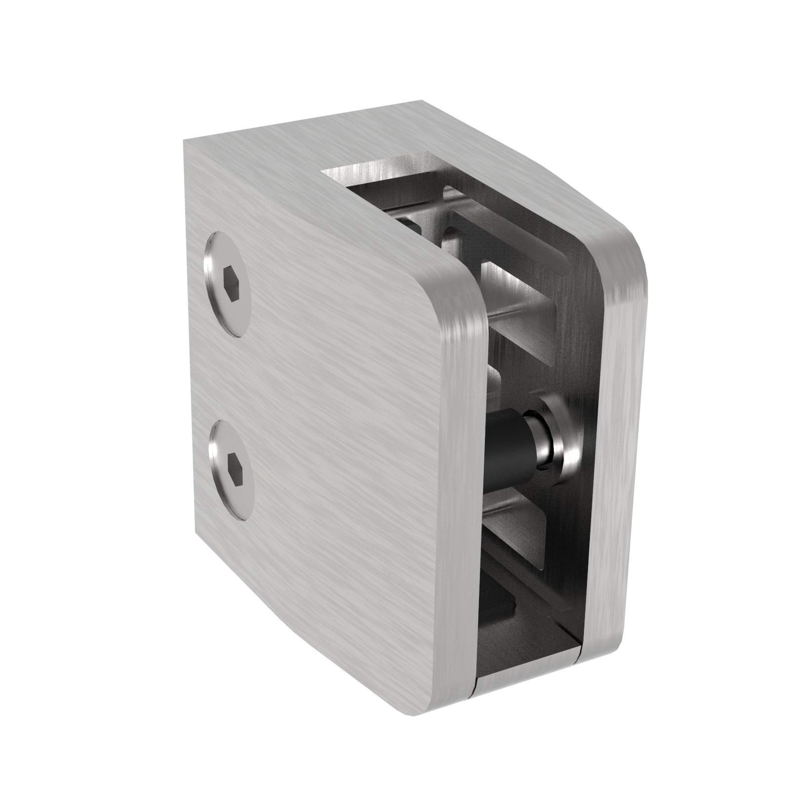 Supporto per vetro, rettangolare, in acciaio inox, vetro MOD24, piatto, 42,4 mm (13,52 mm di spessore)