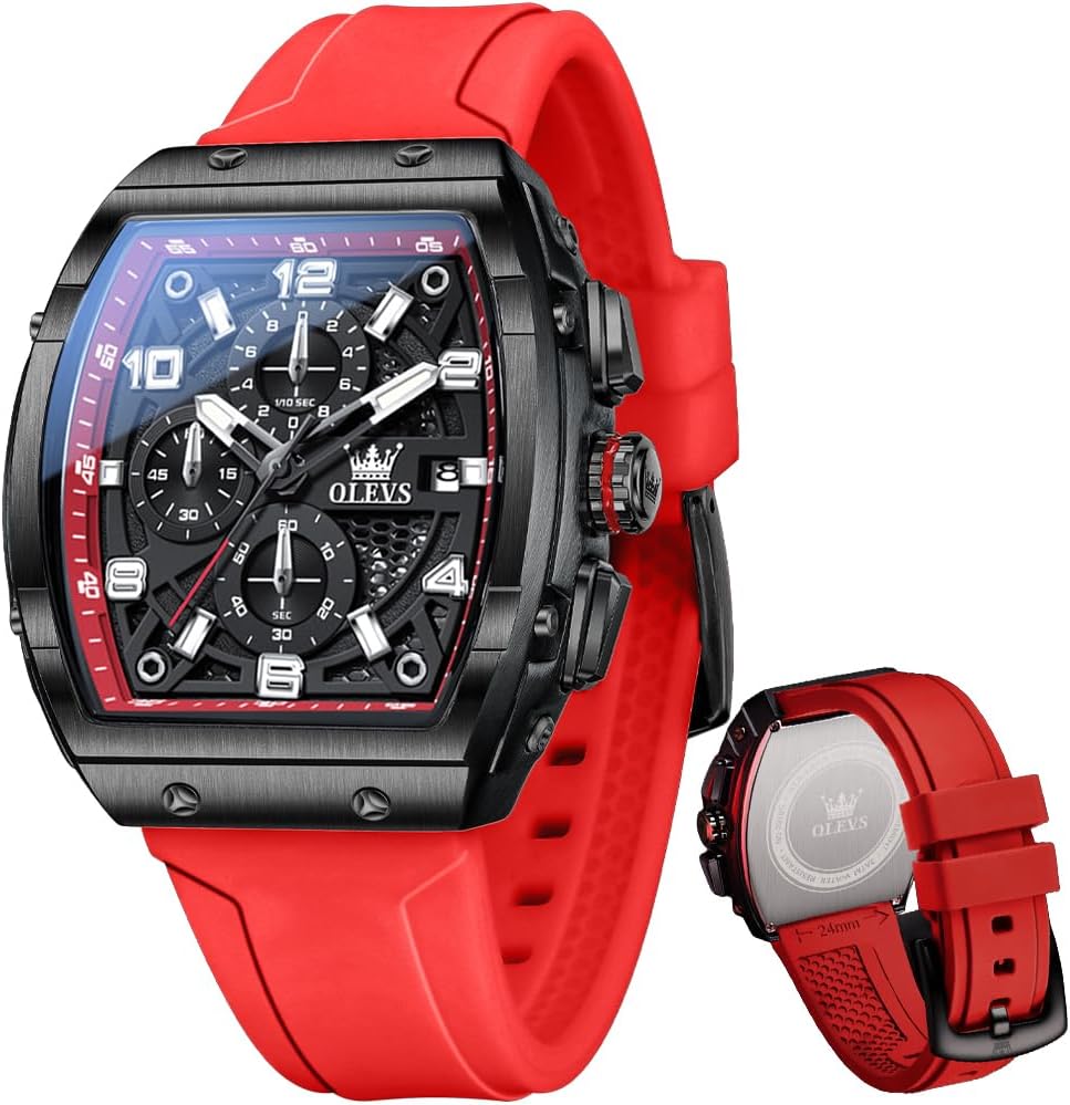Mens Watches Stylish Chronograph Waterproof Luminous Silicon Strap Multifunction Watches for Men Business White Men Wrist Watch