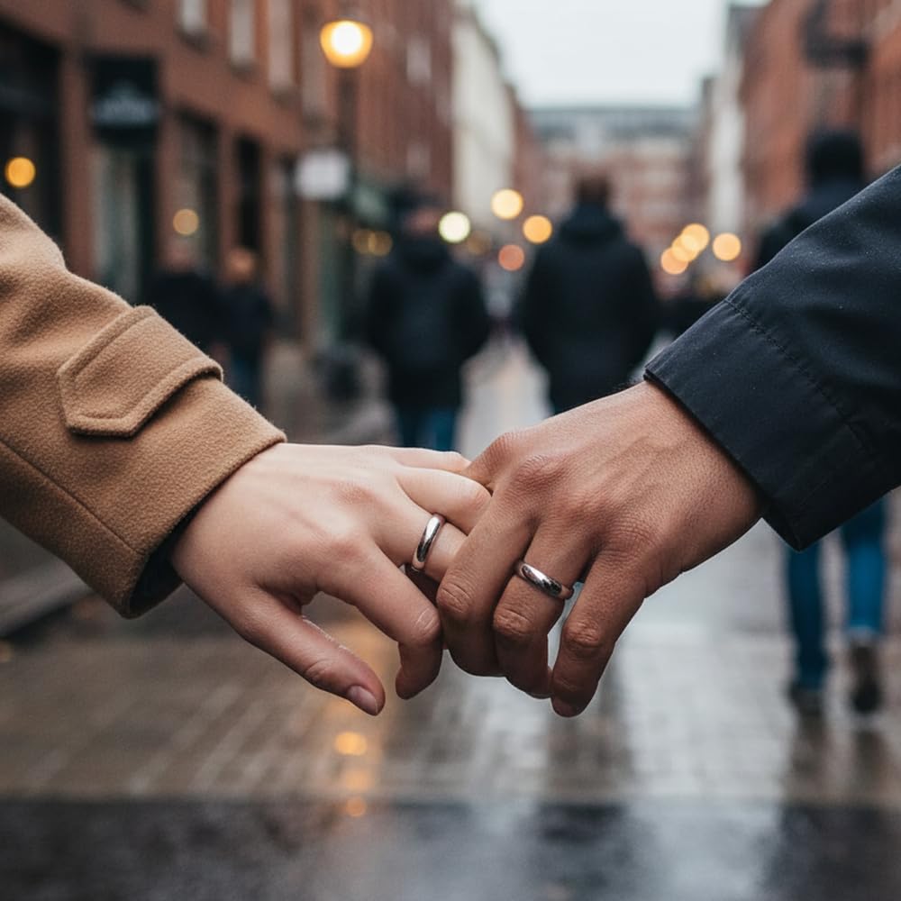 Coppia Fedine Fidanzamento Personalizzabili in Argento 925 con Incisione, 2 Anelli Fidanzamento Lui e Lei, Fedina Personalizzata Uomo Donna,Idea Regalo San Valentino Compleanno