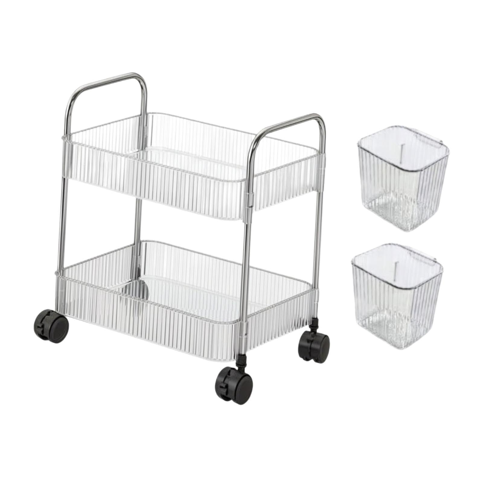 Lightweight Multipurpose Utility Cart with Wheels for Cosmetics Office Craft 2 Tier-image-27
