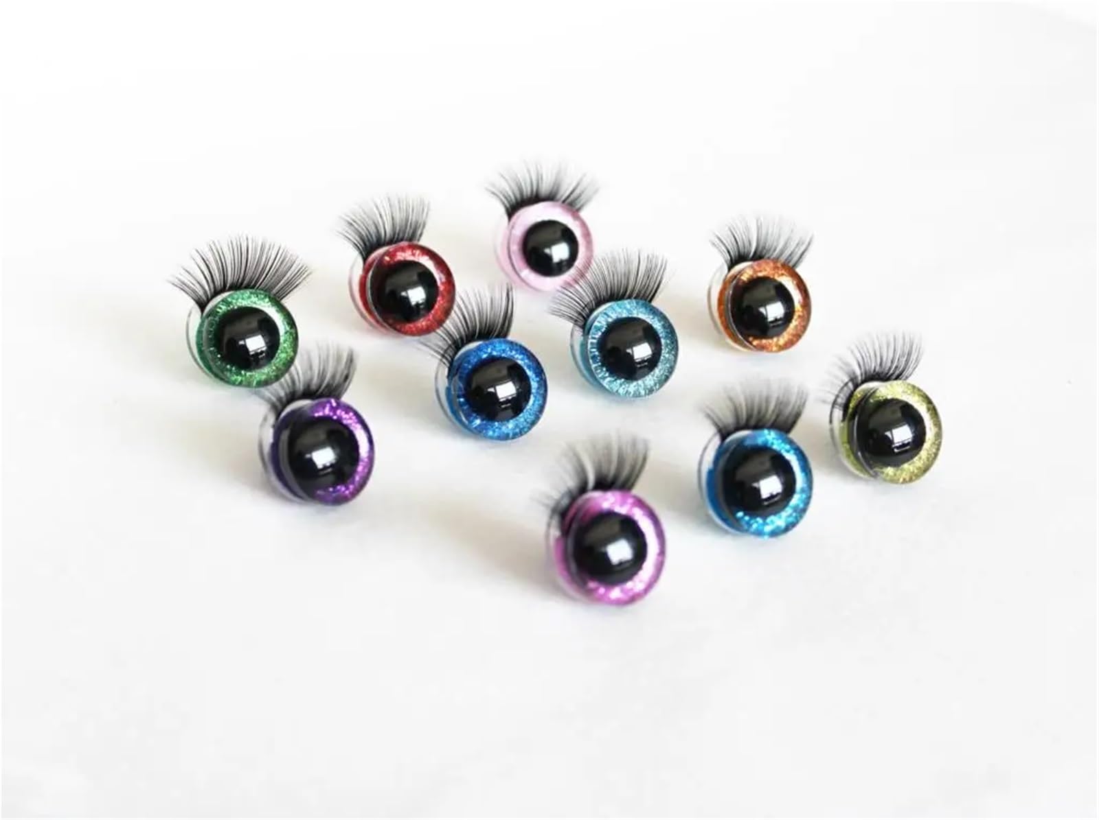50 Stück 32 Mm 35 Mm 3D-Glitzer-Pupillenaugen Mit Schwarzem Wimperntablett for Basteln | Realistische Glitzeraugen for DIY-Puppen, Plüschtiere und Kunstprojekte. Unisex, einfach anzuwenden.(PURPLE,35mm)