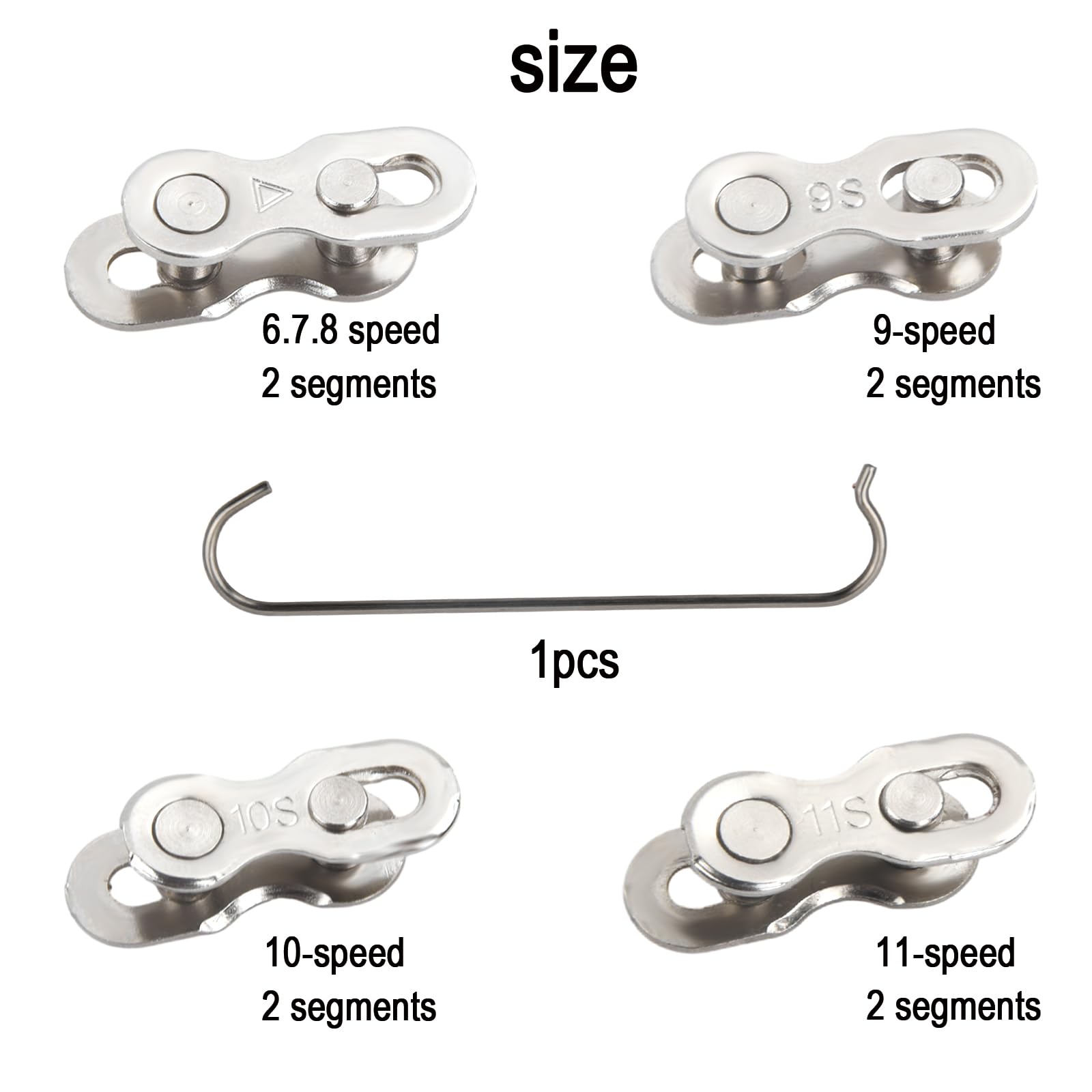 ZORTVUL 8 Paires Attaches Rapides Chaîne – 10 Vitesses – Alliage Acier – 2x0,8 Cm – Compatible Shimano/SRAM – VTT/Roue