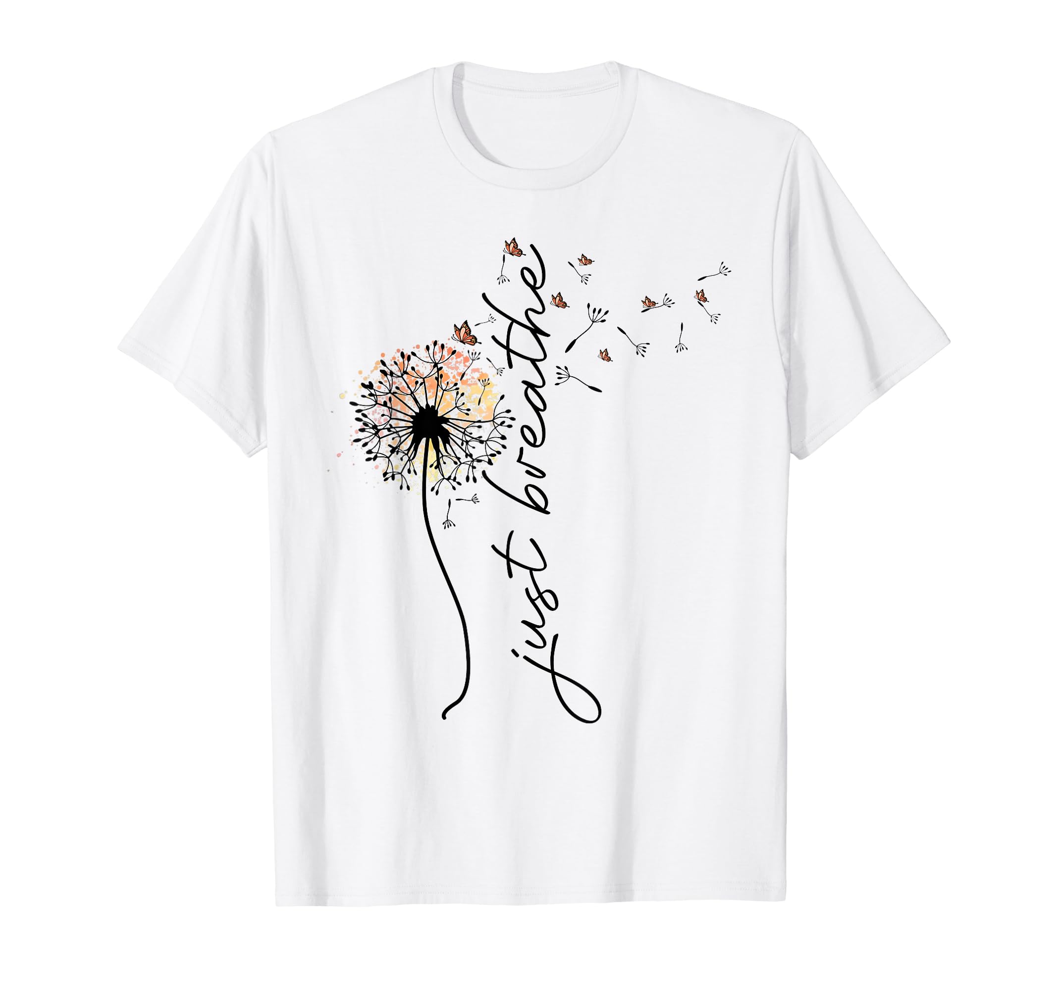 Just Breathe Dandelion Shirt MTJust Breathe Tee Dandelion and Buterflies Womens Summer T-Shirt