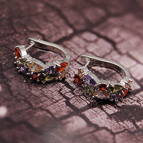 Sterling Silver Huggie Earrings, Small Round Huggie Stud Fashion Hoop Earrings with Amethyst Garnet Ruby Blue Sapphire Fashion Jewelry4