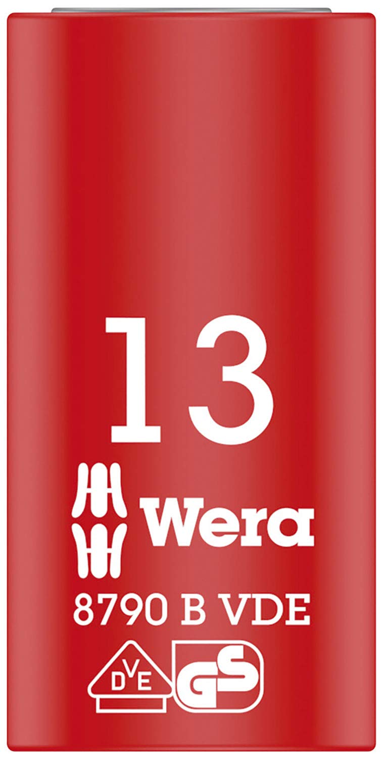 Wera 05004957001 8790 B Zyklop VDE 3/8Inch Drive Socket, Red/Yellow, 13 x 46 mm