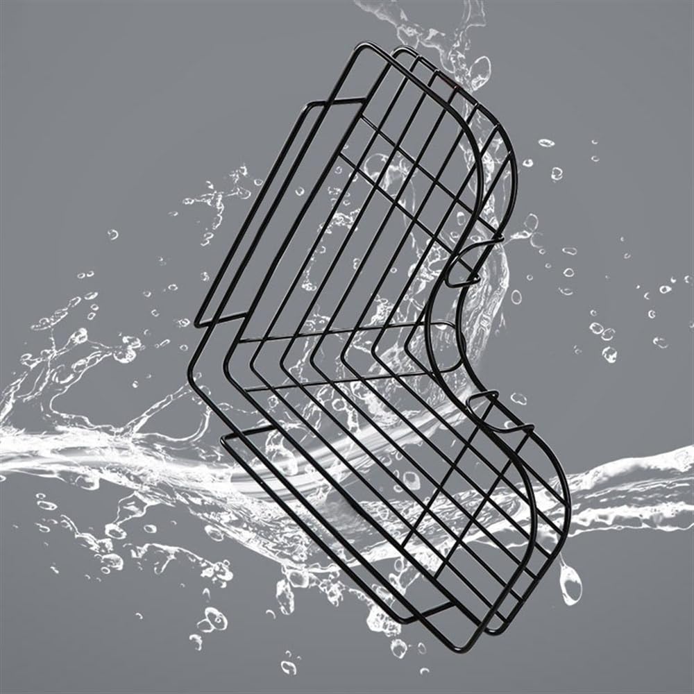 Mensole Bagno Mensola angolare for doccia, organizer angolare adesivo for doccia con ganci, mensola in metallo for doccia da parete for bagno, dormitorio e cucina Portasapone Doccia
