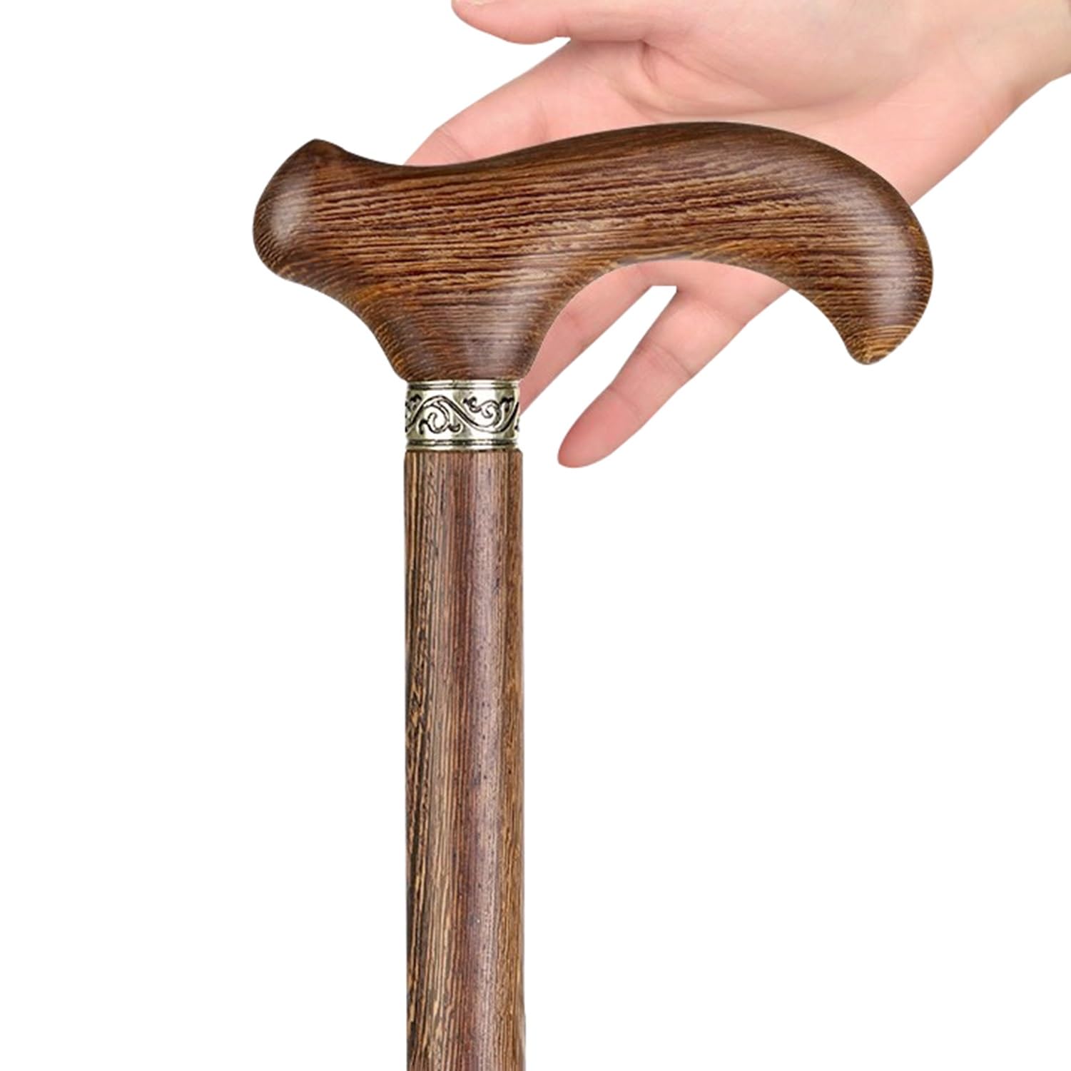 Laska do chodzenia, ergonomiczny wygodny uchwyt, lekka pomoc w poruszaniu się naturalnego drewna, antypoślizgowe wsparcie dla seniorów