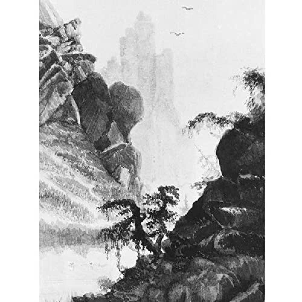 Artery8 Secor Mountain Landscape Drawing Unframed Wall Art Print Poster Home Decor Premium