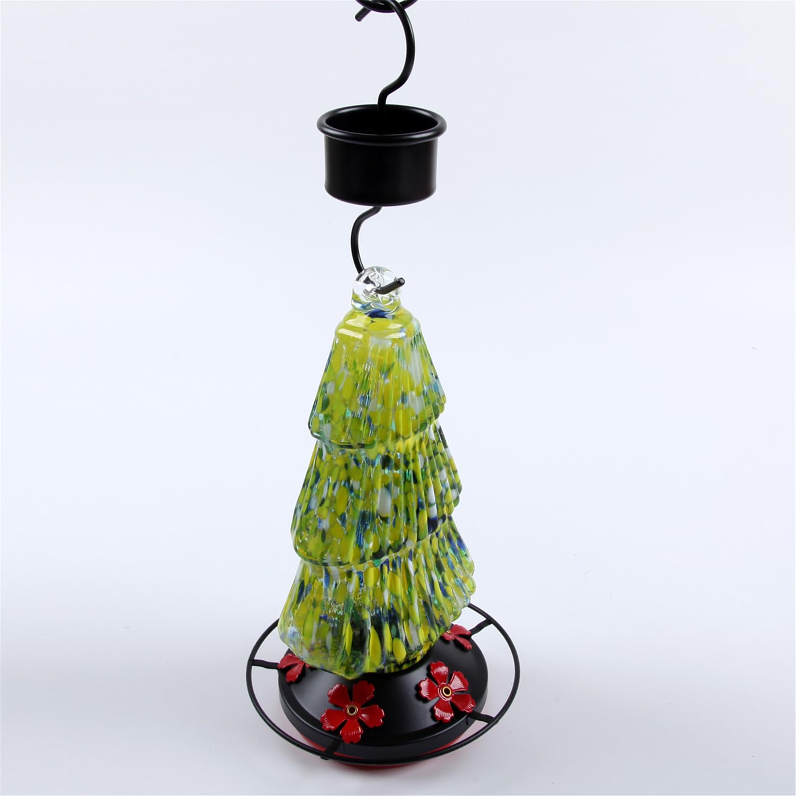 Comederos para pájaros, decoración de jardín para ver pájaros amantes de colibríes al aire libre con 5 estaciones de alimentación de vidrio de gran capacidad