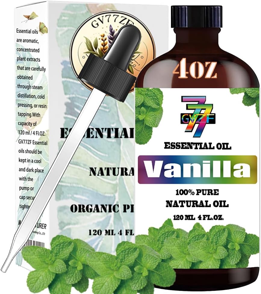Vanilla Essential Oil 4 Fl Oz (120Ml) - Vanilla Oil for Diffuser,Humidifier,Home,Bath,Hair,Cleaning,Massage,Yoga,DIY Soap