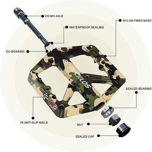 Miniatura 8 de BUCKLOS Mountain Bike Pedals MTB Pedals Flat, Adult Bicycle Road Bike Large Platform Nylon Non-Slip Pedal for Gravel BikeHybrid Bike 916"