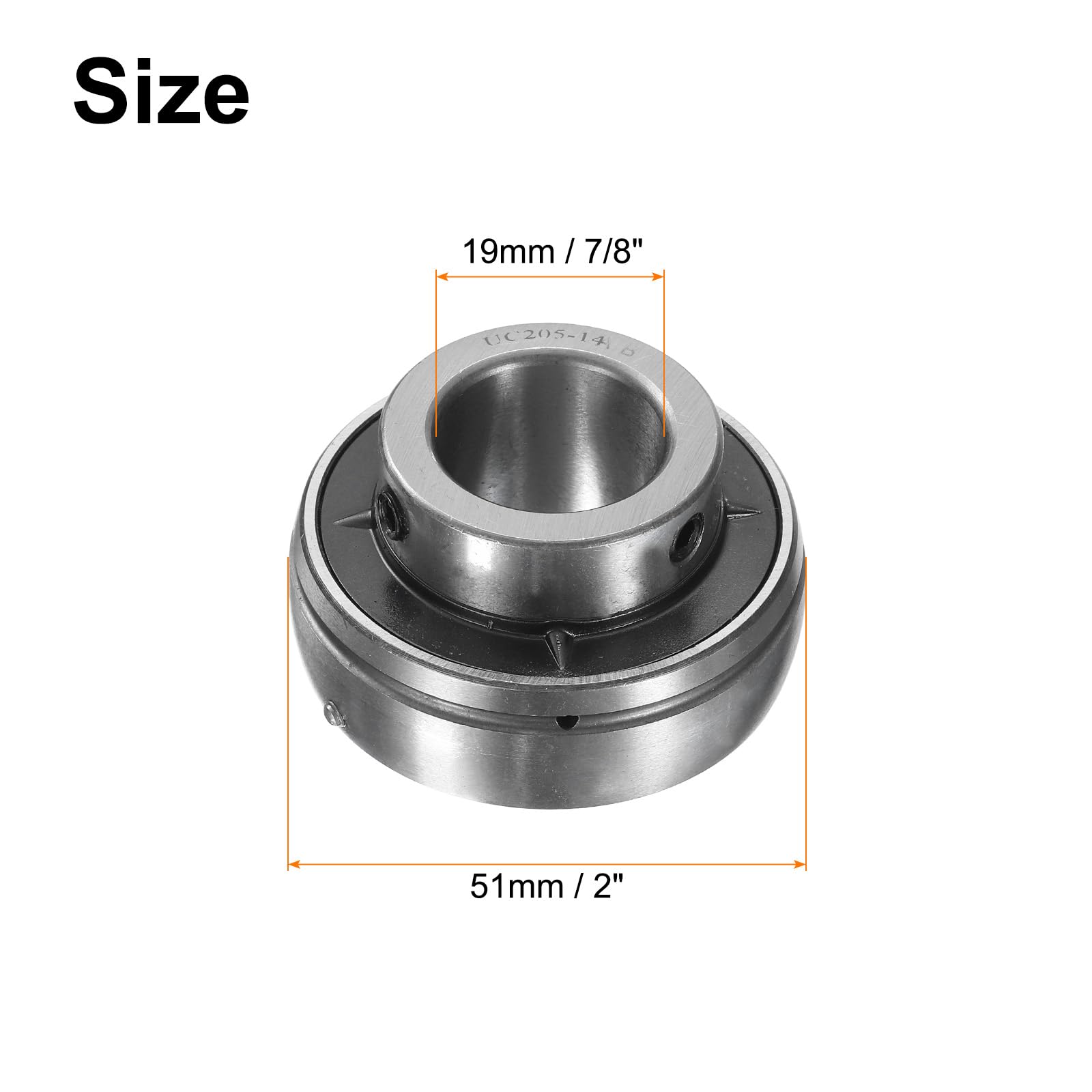 uxcell 2pcs UC205-14 Pillow Block Bearings 7/8