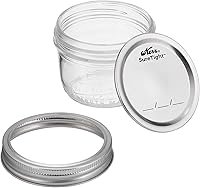 Vista 2 de Kerr Tarros de vidrio de boca ancha de media pinta de 8 onzas con tapas y bandas (paquete de 2 tarros)