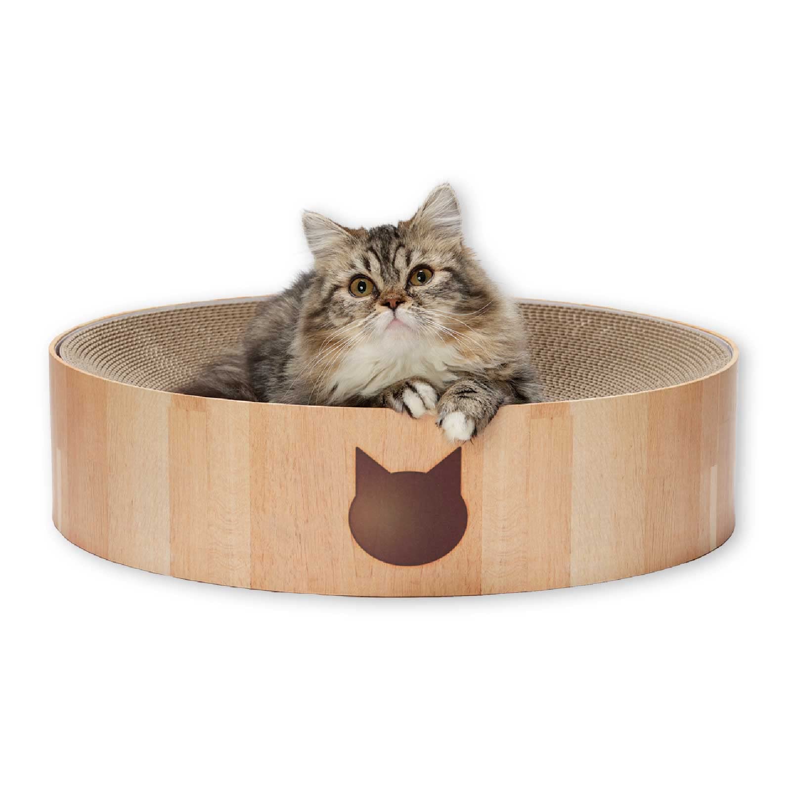 Necoichi Cat Scratcher Bowl for Indoor Cats - Cat Scratching Lounger with Reversible Usability and Extra Comfort for Lounge, Cardboard Bed Couch / (XL
