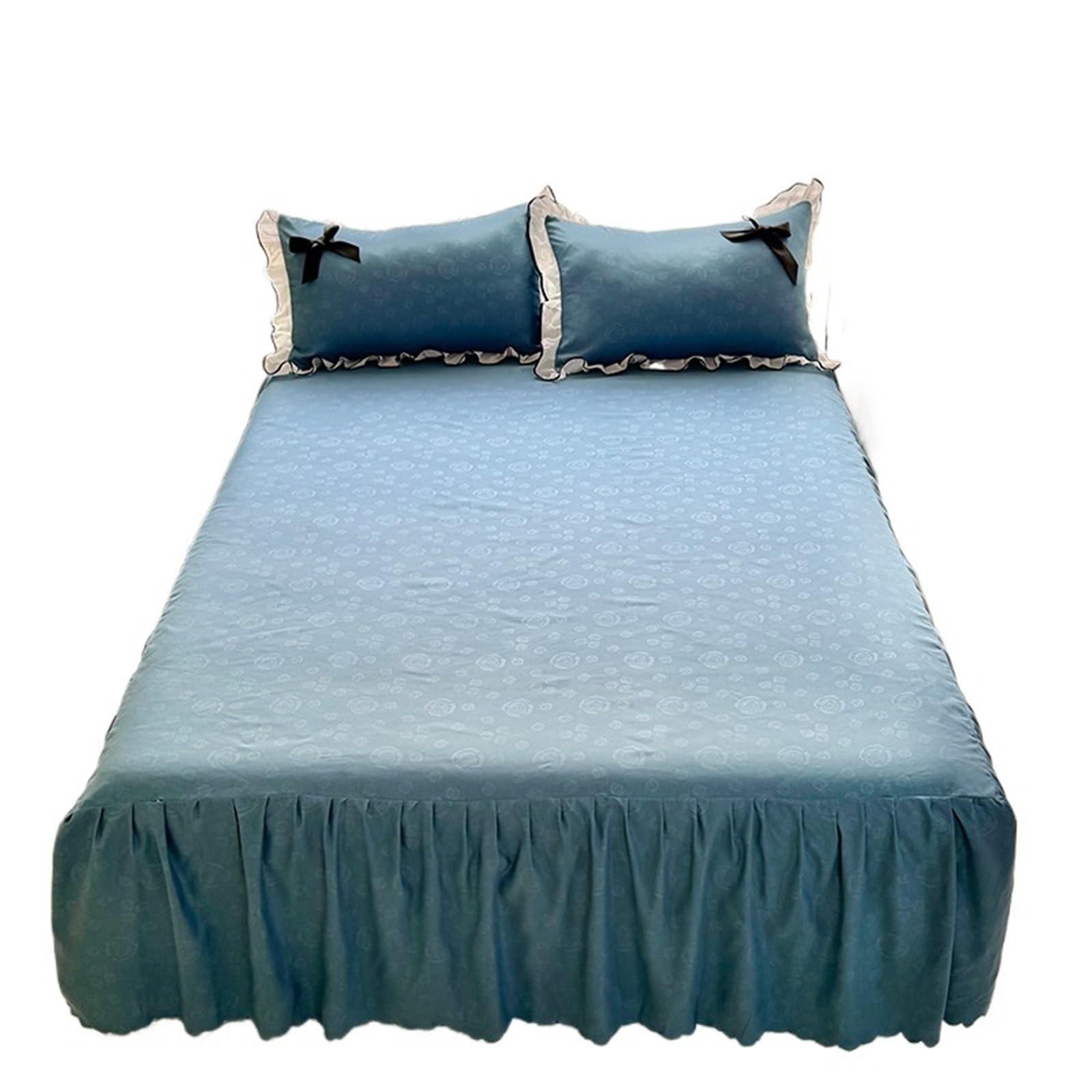 Ruffled Bedspread Simple Style Bed Skirt Ruffles Bedspread Cover Home Soft Mattress Protector(D,200x220cm 3pcs set)
