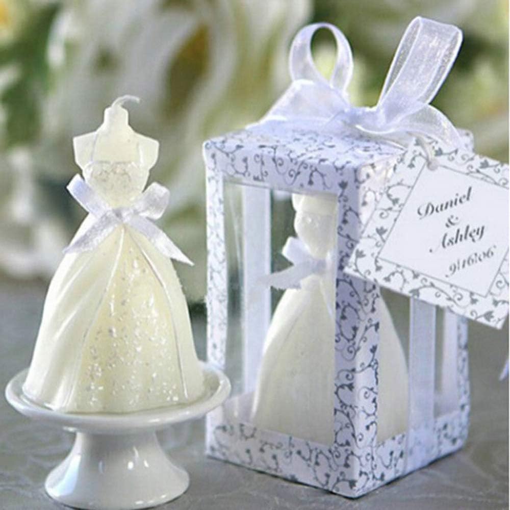 Swovo Unity Candle, Wedding Souvenirs for Guests White Bride Dress Design Wedding Supplies Handmade Candles 1pc
