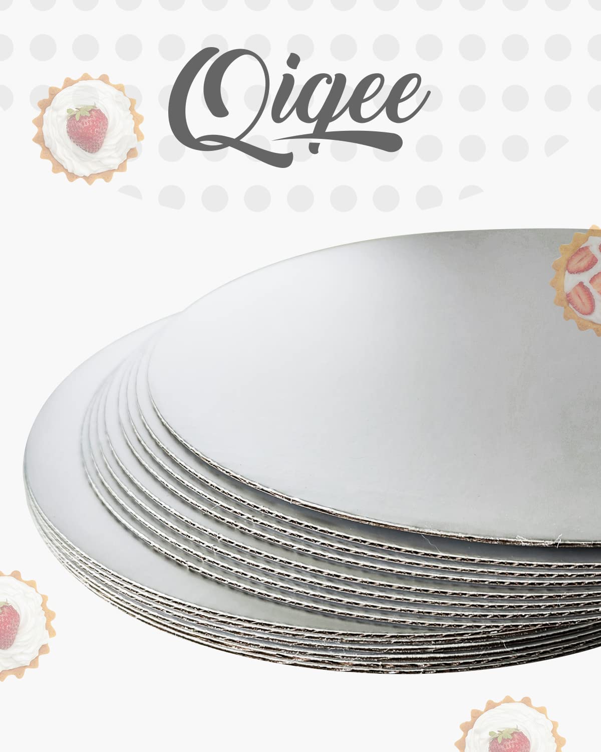 qiqee Confezione da 40 vassoi rotondi per torte in cartone per uso alimentare (più sottili ma più forti)