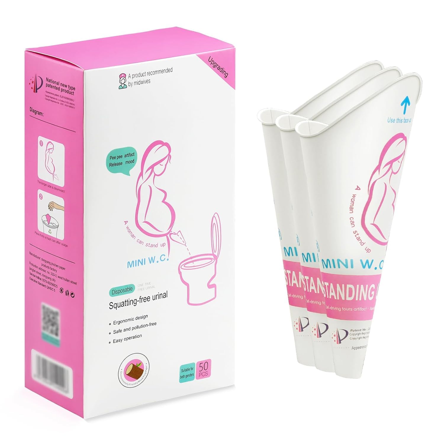 Disposable Female Urinals - 50 Pack Portable Standing Urination Devices