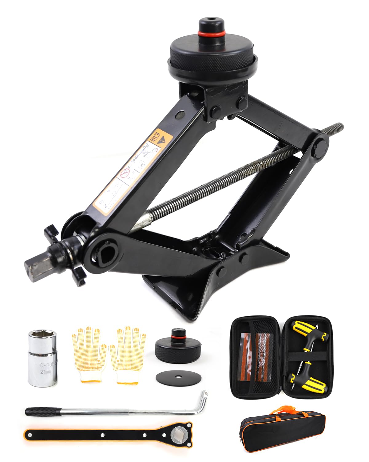 Gato hidráulico de tijera de 2,5 toneladas de capacidad, compatible con Tesla Model Y/3/S/X, kit de coche con manivela, carretilla elevadora/llave, kit de reparación de neumáticos de emergencia