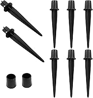 Biaungdo 8-Pack 5.3" Black Solar Light Replacement Stakes - Durable ABS Ground Spikes for Garden Pathway Yard Lights