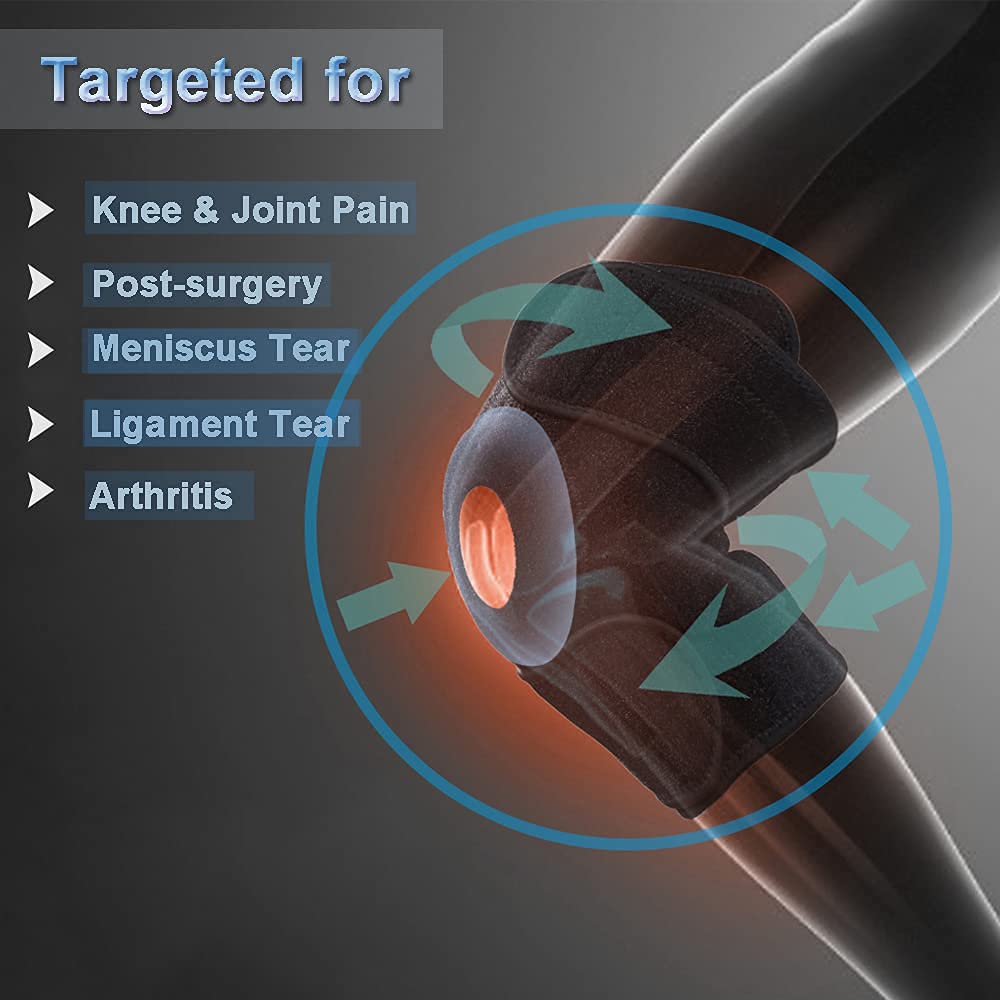 Rodillera para mujer, mangas de compresión ajustables para mujer con almohadillas para rótula y estabilizadores laterales, para daños en los ligamentos/alivio de la artritis/desgarro del menisco/cor