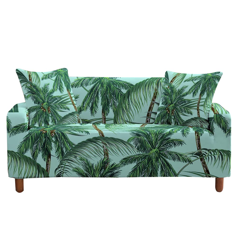 Highdi Leaf Pattern Sofa Cover 1/2/3/4 Seater, Sofa Slipcover Stretch Washable Furniture Protector Non Slip Sofa Covers for Loveseat Couch Sofa (coconut tree,2 Seater)