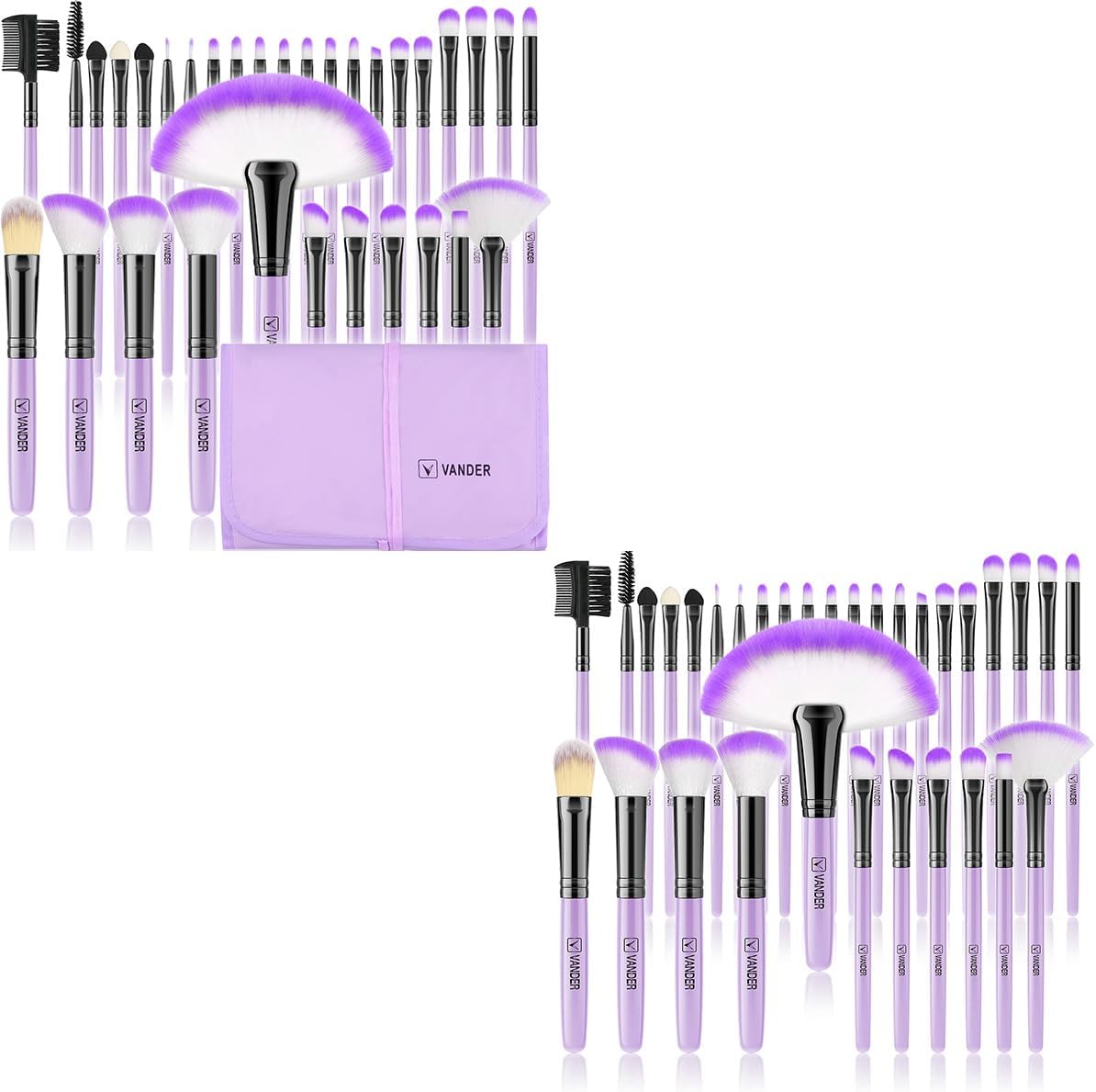 VANDER Save 20% on Makeup Brushes 32Pcs Purple Makeup Brushes Set（Cosmetic bag included）+ 32Pcs Purple Makeup Kit（Cosmetic bag not included）