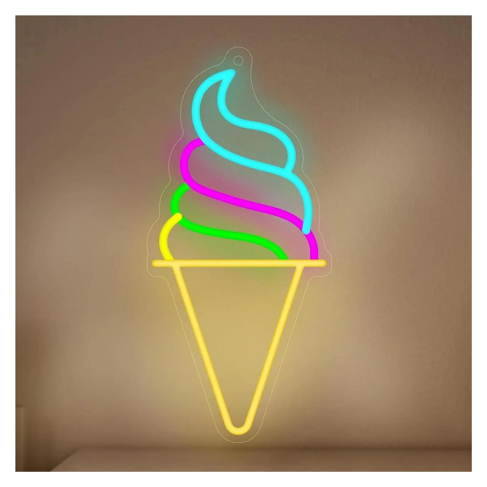 LEMST Sign Lamp Ice Cream Neon Signs - Dimmable Lights, Ice Cream Shop Dessert Shop, Party Wall Decoration USB-Powered 16.3cmх35.3cm
