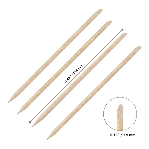 Miniatura 2 de LEXININ 1000 empujadores de cutículas de madera de 4.5 pulgadas, palitos de madera de doble cabezal, palos de uñas de madera naranja para manicura y