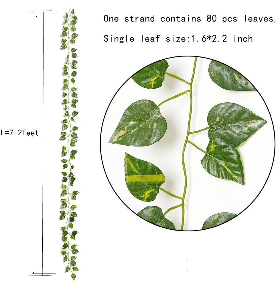 VRCT Artificial Creepers Green Vines Money Plant Leaves for Decoration Garlands for Home and Office Decoration Strands Each of 7 ft (Pack of 5) 2