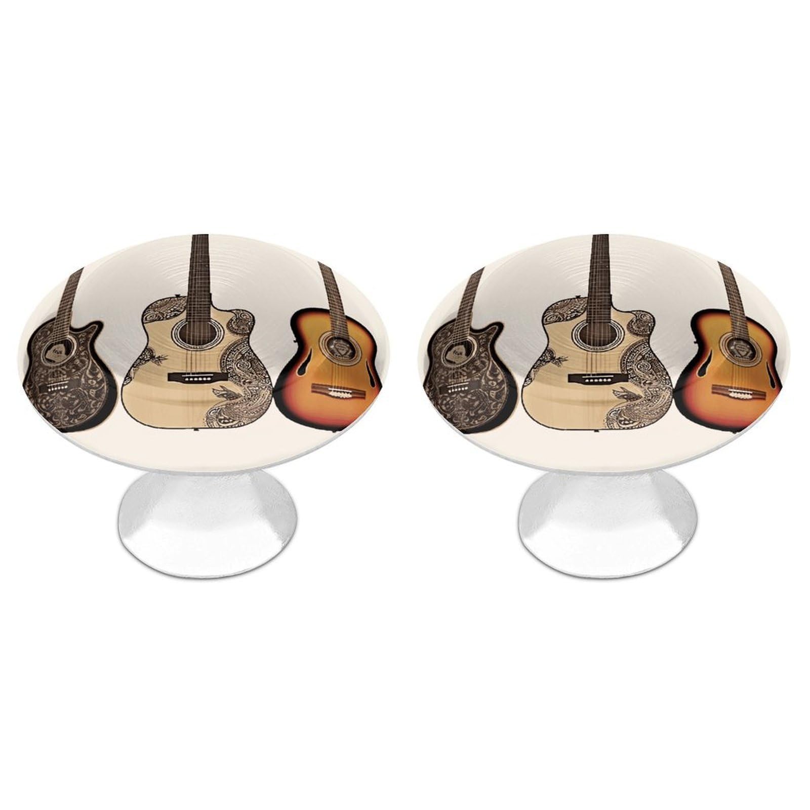 FekiLoot Guitar Cabinet Knob Kitchen Drawer Knob Stainless Steel Round Drawer Pulls Modern Cabinet Hardware Vintage Dresser Drawer for Kitchen Bathroom Closet Dresser Cabinets