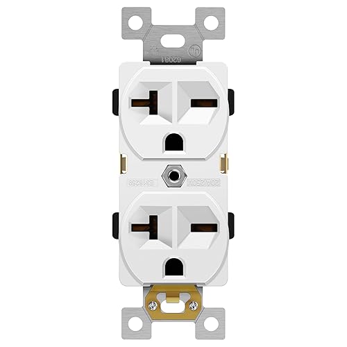Miniatura 1 de ENERLITES Receptáculo dúplex, toma de pared eléctrica de 20 amperios, grado industrial, 2 polos, 3 cables, 20 A 250 V, certificación UL, 62081-W,